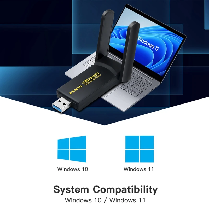 Беспроводная сетевая карта FENVI AX1800 Wi-Fi 6 USB-ключ 1800 Мбит/с двухдиапазонный 2 4G/5G USB 3 0