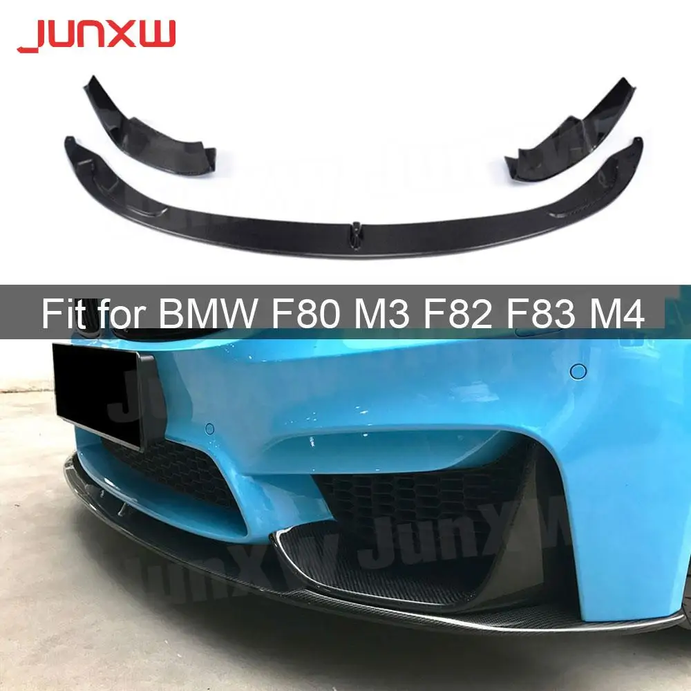 

3Pcs/set Carbon Fiber Front Bumper Lip Splitters for BMW 3 Series F80 M3 4 Series F82 F83 M4 2014-2019 FRP Black Unpainted
