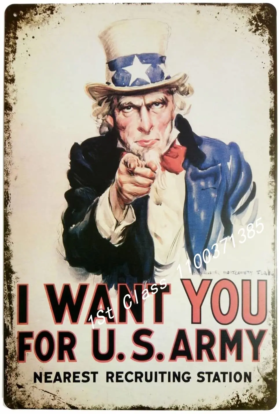 

I Want You for U.S. Retro Vintage Decor Metal Tin Sign 12 X8 Inches