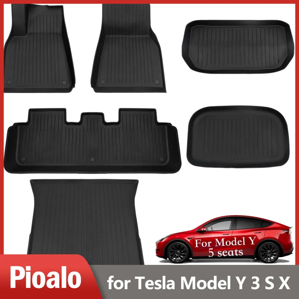 Коврики напольные для Tesla Model Y 3 Нескользящие водонепроницаемые коврики из ТПЭ