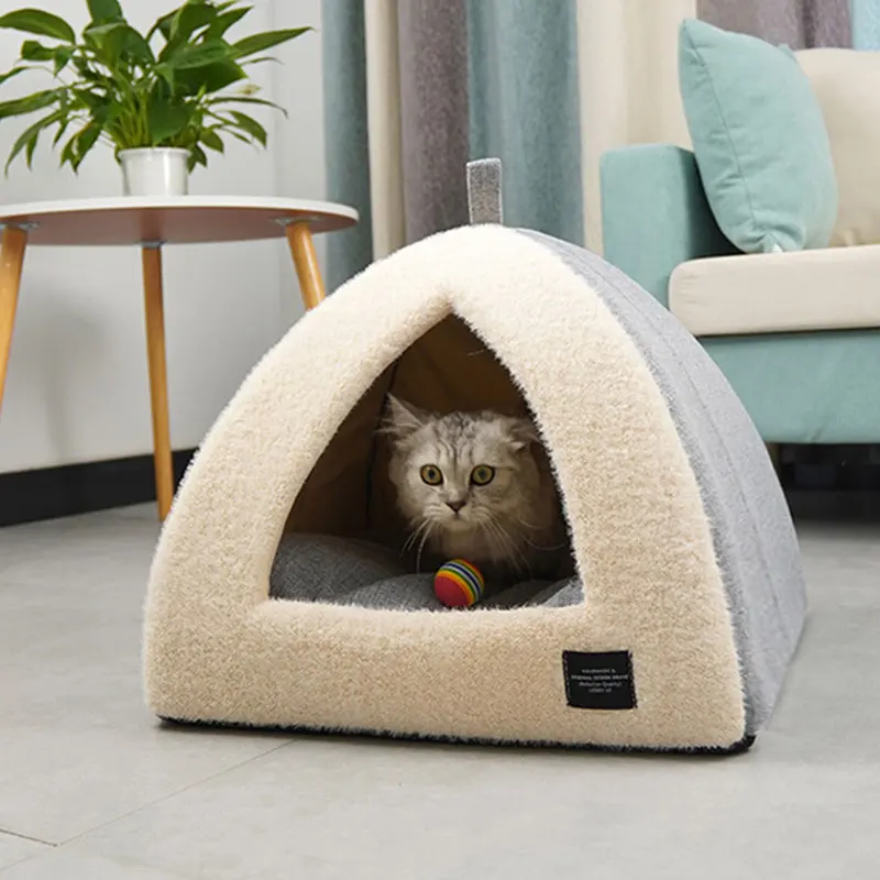 

Comfortable Cat Houses and Habitats Pet Bed Small Cat and Dog Home Triangular Puppy Kennel Kitten Bed