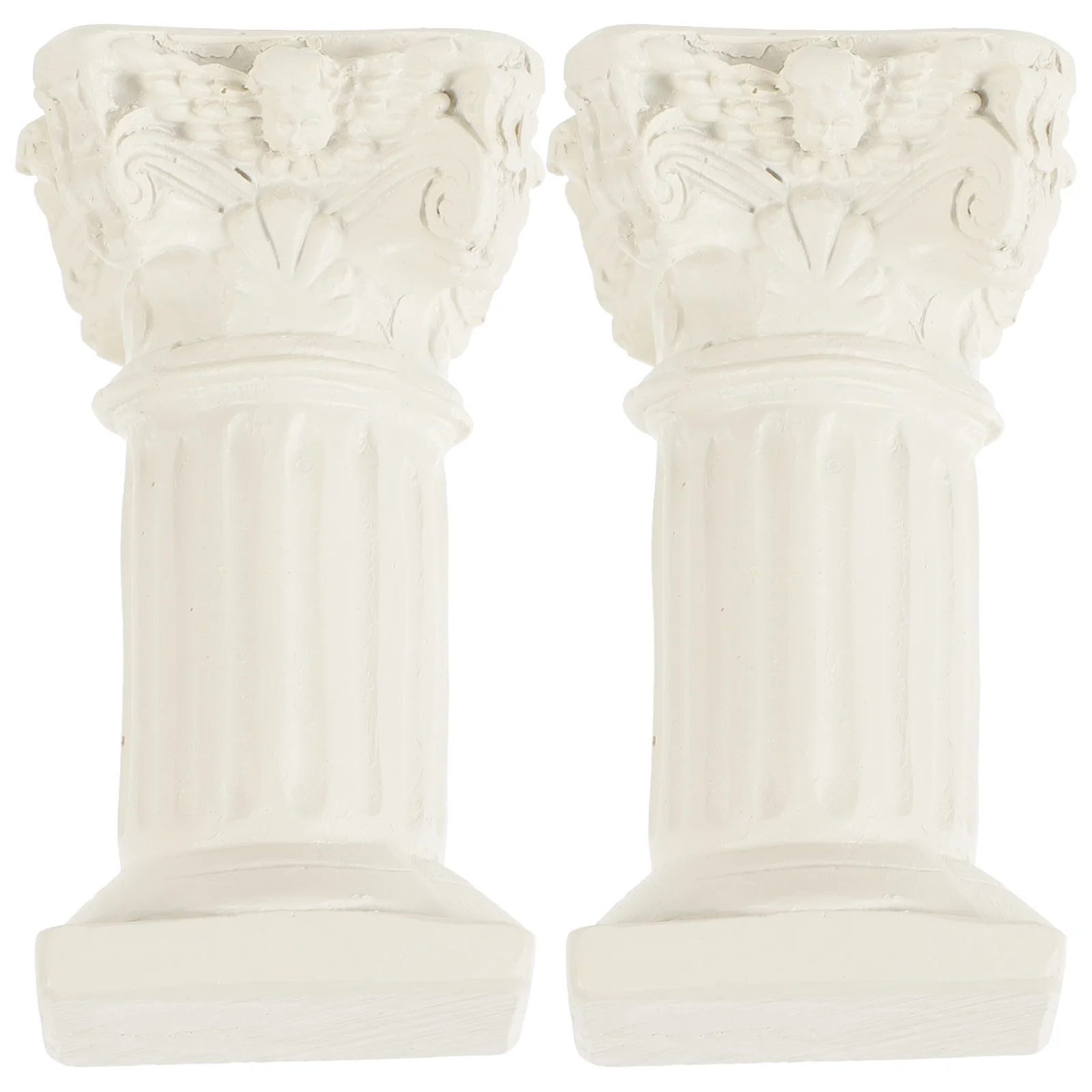 

2 Pcs Mini Style Home Artistic Decor Roman Pillar Ornament Desktop Statue Adornment Resin Artware Decorative