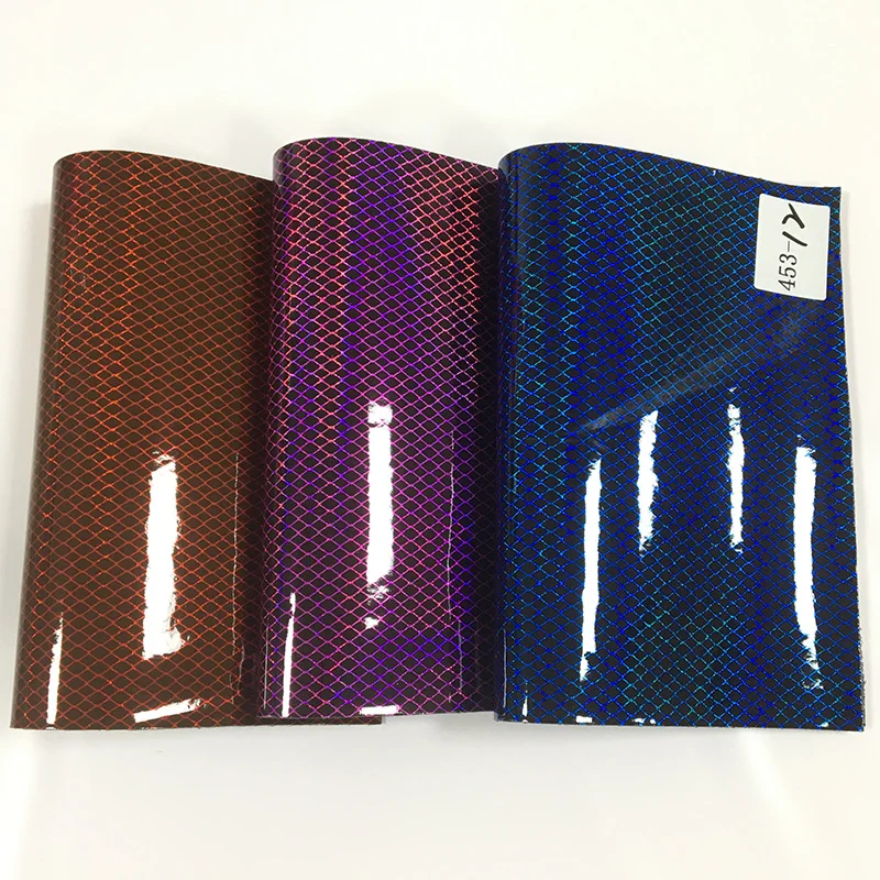 

Diamond Pattern PU Holographic Fabric Leather with Metallic Mirror Laser Effect For Making Shoe/Bag/Belt/Handbag
