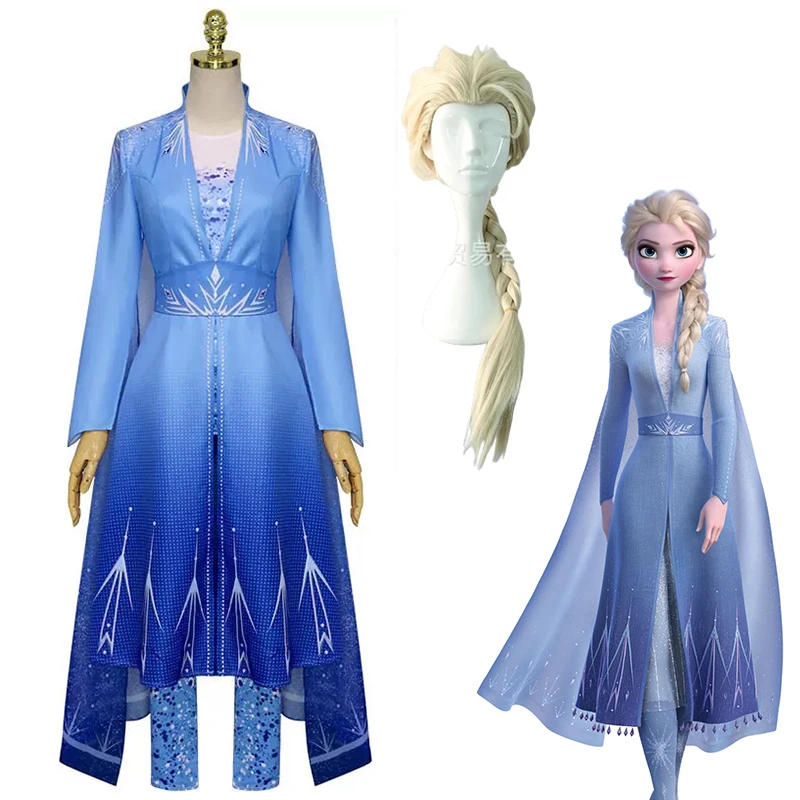Elsa Cosplay Costume Adults Dress Frozen Elsa Princess Costumes Dresses Clothes Wig Halloween Party Carnival Costume for Women