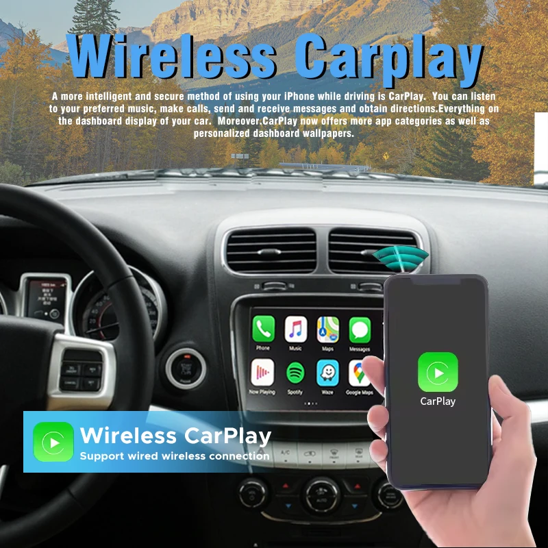 Фото Android Auto Ai Box для Fiat Freemont Автомобильный DVD-плеер Mirror Link AirPlay DSP Навигация Беспроводной Apple CarPlay Plug and Play №2