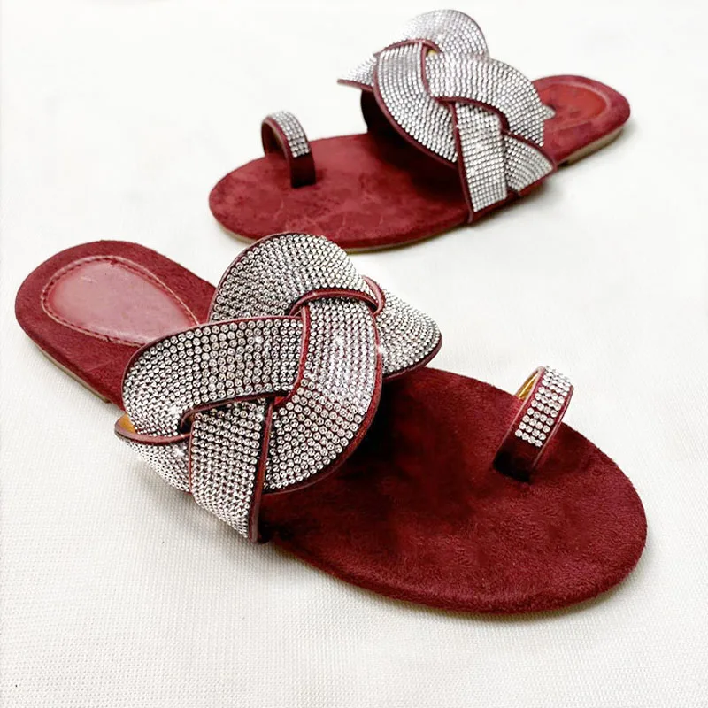 

Summer Women Shoes Rhinestone Hot Sale Sexy Fashion Sandals Flat Comfortable Light Luxury Casual Beach Slippers Flip Flops 2022