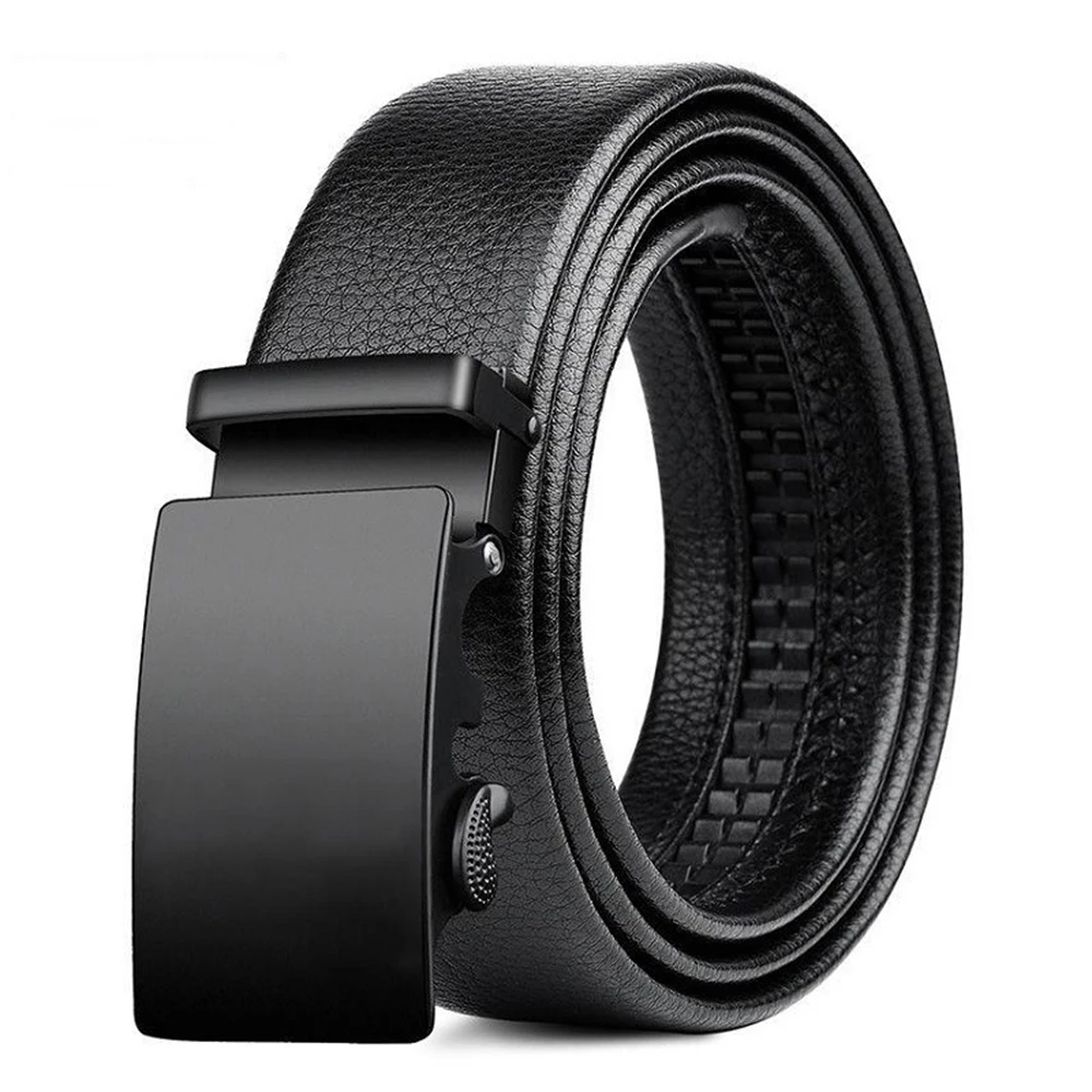 Men'S Leather Belt Metal High Quality Leather Business Belt Car Automatic Buckle Work Belt Fashionable Scratch Resistant Belt