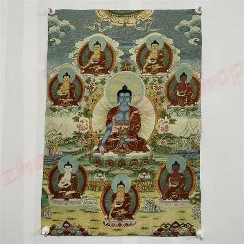 Тибетский Будда танка, Будда медицины 2, религиозная живопись на ткани, украшение для дома