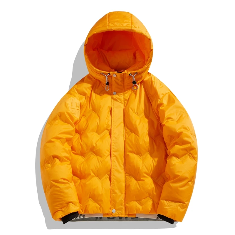 Men's winter simple style solid color 90% grey duck down Down Jackets warm keeping hooded street couple casual down jacket Tops