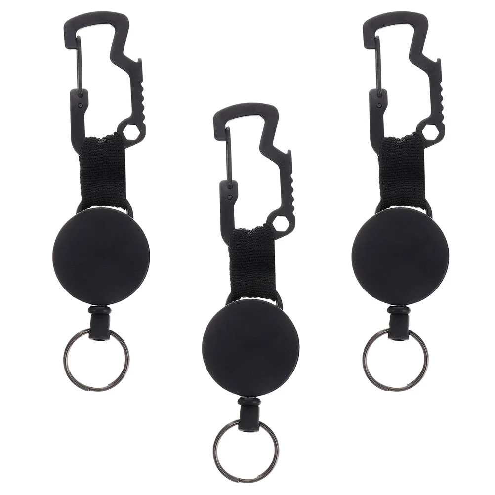 

3pcs Durable Portable Multifunction Retractable Keyring Carabiner Key Holder Retractable Keychain