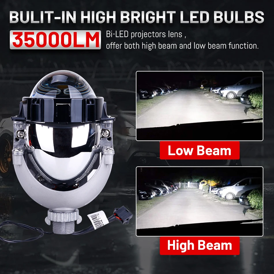 Bi LED прожекторная линза автомобильная фара 35000LM 4300K 4800K 6000K H4 H7 9005 9006 HB3 HB4