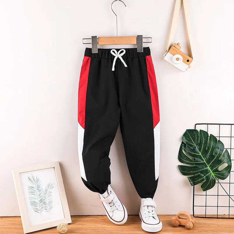 

2022 New Pants for Kids Spring Autumn Trousers Enfant Garcon Kids Fashion Patchwork Black Pants Baby Girls Boys Pants 4-7T