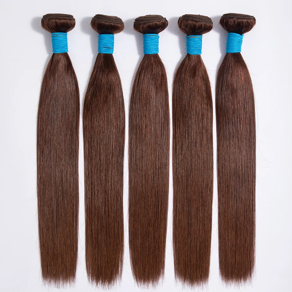 Прямые волосы с коричневой косточкой #4 бразильские человеческие для плетения