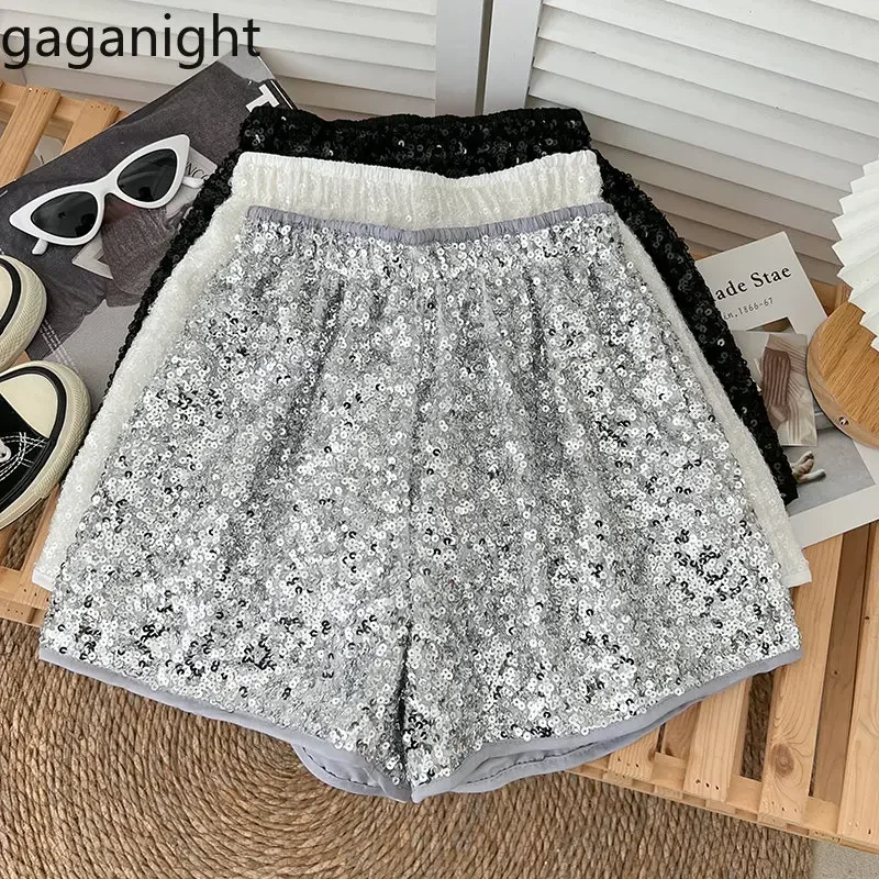 Gaganight женские блестящие с пайетками эластичным поясом тонкие трапециевидные