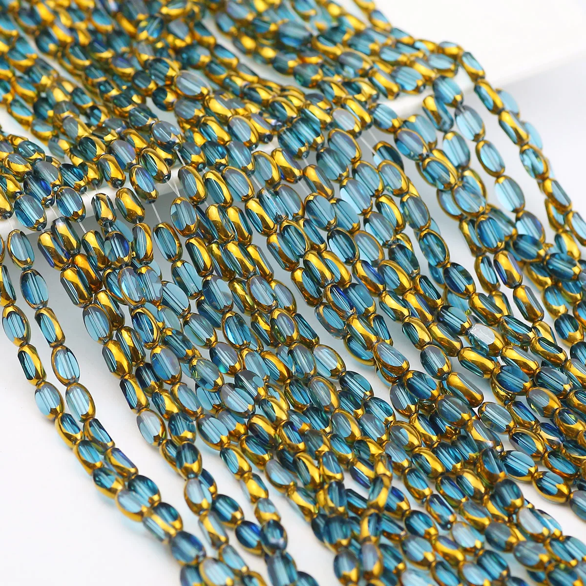 Позолоченные граненые прозрачные синие кристаллы свободные бусины Kandi проставки