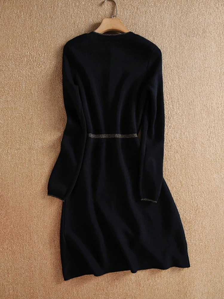 La Chabell lectual Commuter Temperament вязаное платье женское осень 2024 новая элегантная изящная