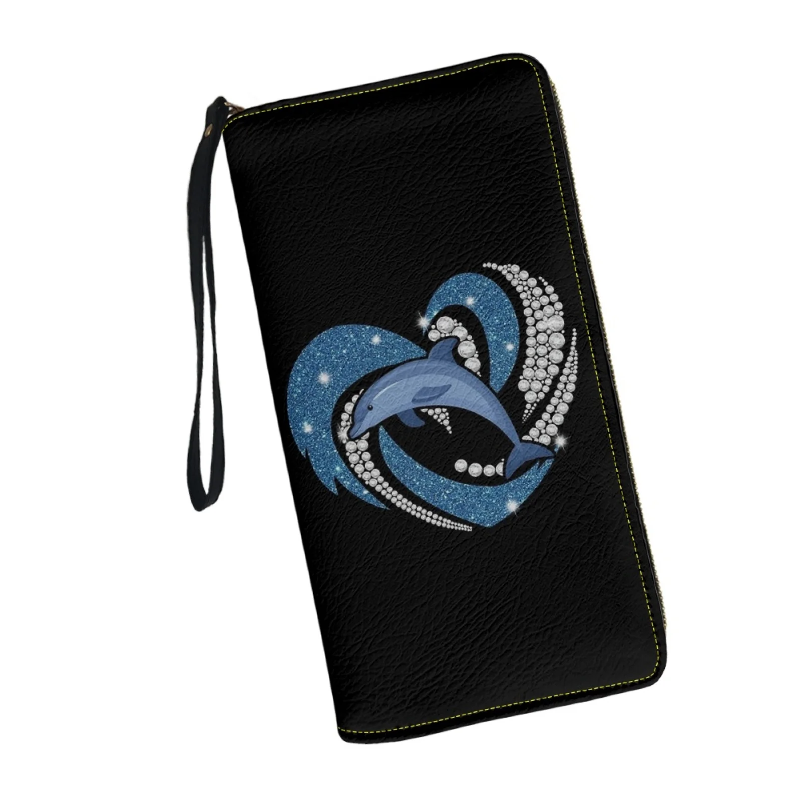 Belidome Dolphin Heart Shape Womens Wristlet Wallet Soft Leather Zipper Long Purse RFID Blocking Card Holder Clutch Organizer