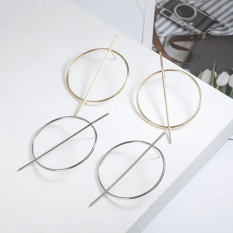 Personality Geometry Big Circle Earrings for Women Punk Exaggerated Gold Color Silver Color  Glamour Fashion Earrings Jewelry