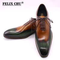 size 8 15 handmade mens wingtip oxfords green camel genuine calf leather classic wedding men dress shoes business formal shoes