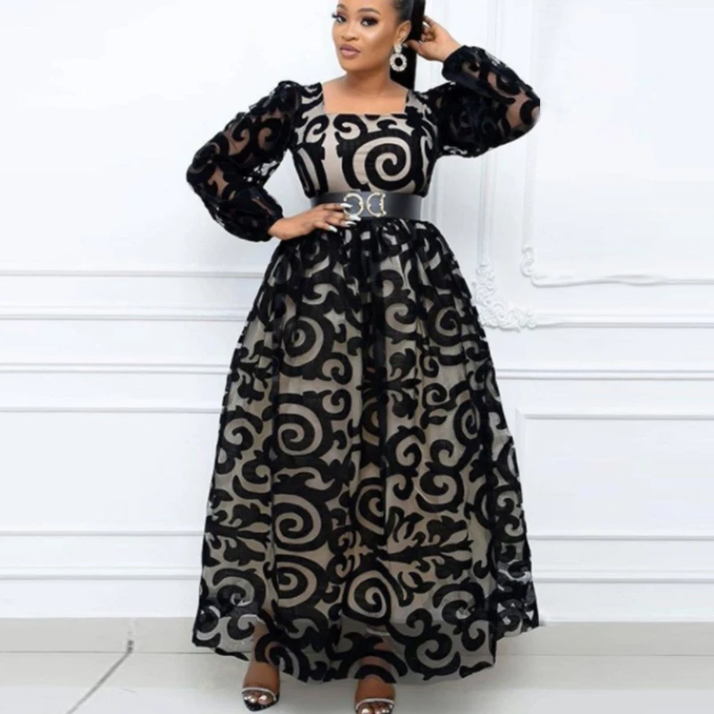 

Длинное рождественское платье, африканские платья для женщин, Дашики 2022, элегантное вечернее Сетчатое платье, женская одежда