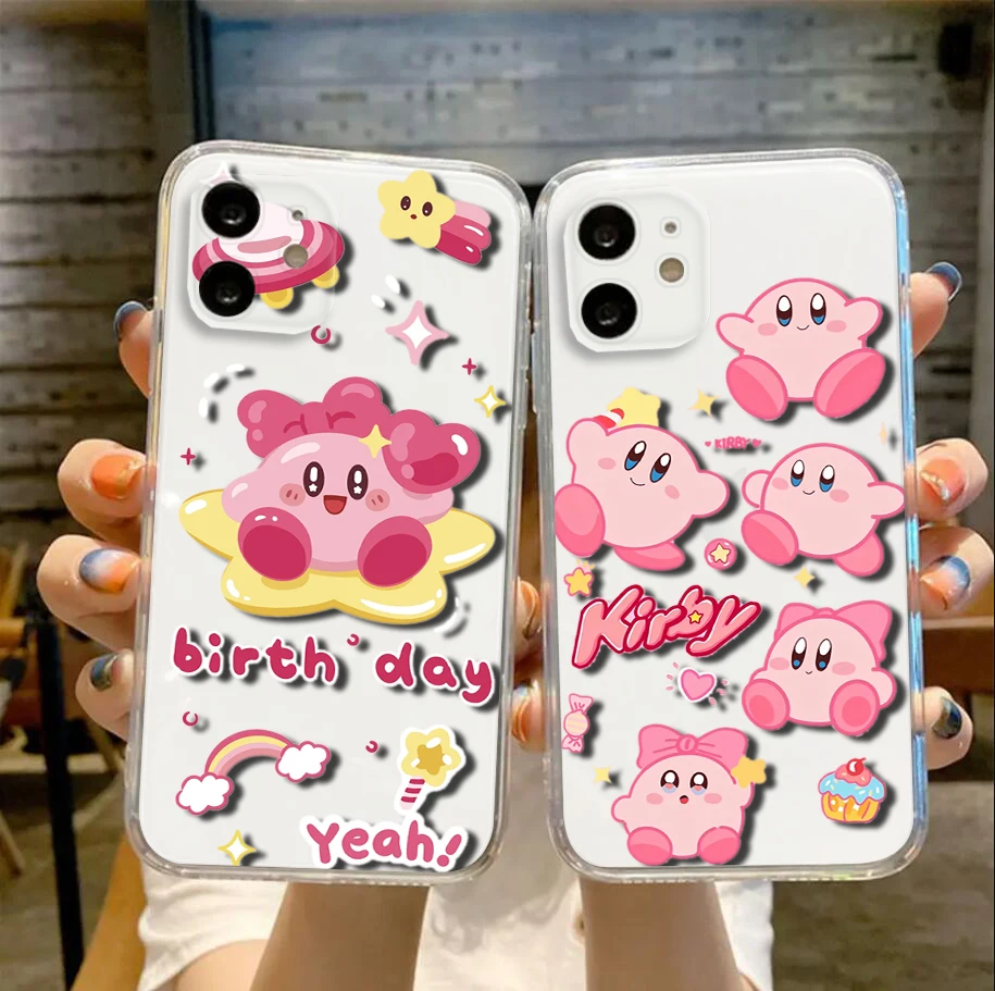 Милый мягкий силиконовый чехол Kirby для iPhone 16 15 14 Plus 13 12 11 X XS XR Pro Max Mini 8 7