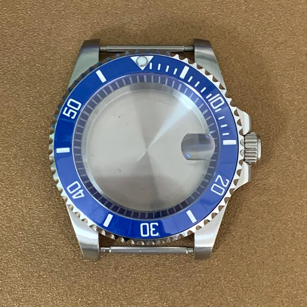 40mm Watch Case Fine Steel 316L Blue Inner Ring Sapphire Glass Assembly Fit NH35 NH35 Movement Men Watch Modification Part