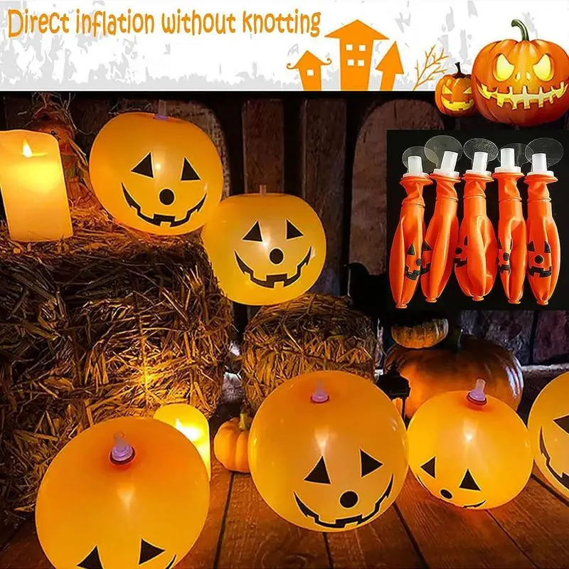 

Light Pumpkin Balloon | Glow Halloween LED Light Up Balloons Punch Balloons Jack O Lantern Lights For Halloween Party Decor