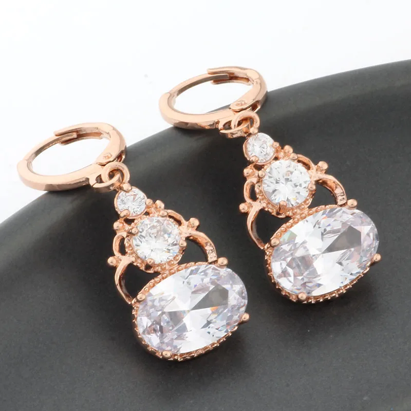 

Hoop Earings For Women 585 Rose Gold Color Hanging Earrings White Natural Zircon Earings Fashion Jewelry 2022 Luxury Quality
