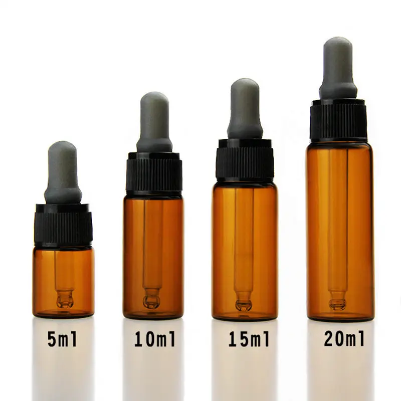 

5ml 10ml 15ml 20ml Amber Glass Dropper Bottle Jars Vials With Pipette For Cosmetic Perfume Essential Oil Bottles F20171281