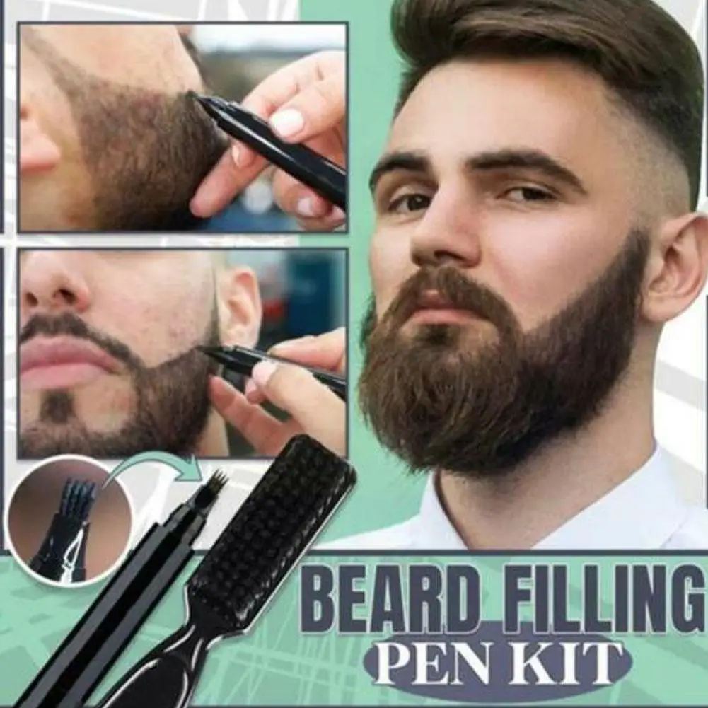 

Beard Filling Pen Kit Barber Pencil With Brush Male Mustache Shape Salon Tool Hair Repair Eyebrow Tool Engraving Styling X5H4