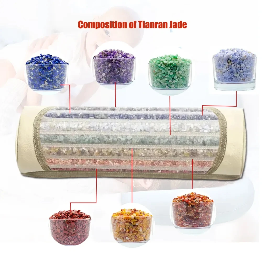 Массажная подушка из хрустального нефрита с 7-цветной радужной чакры и пеной