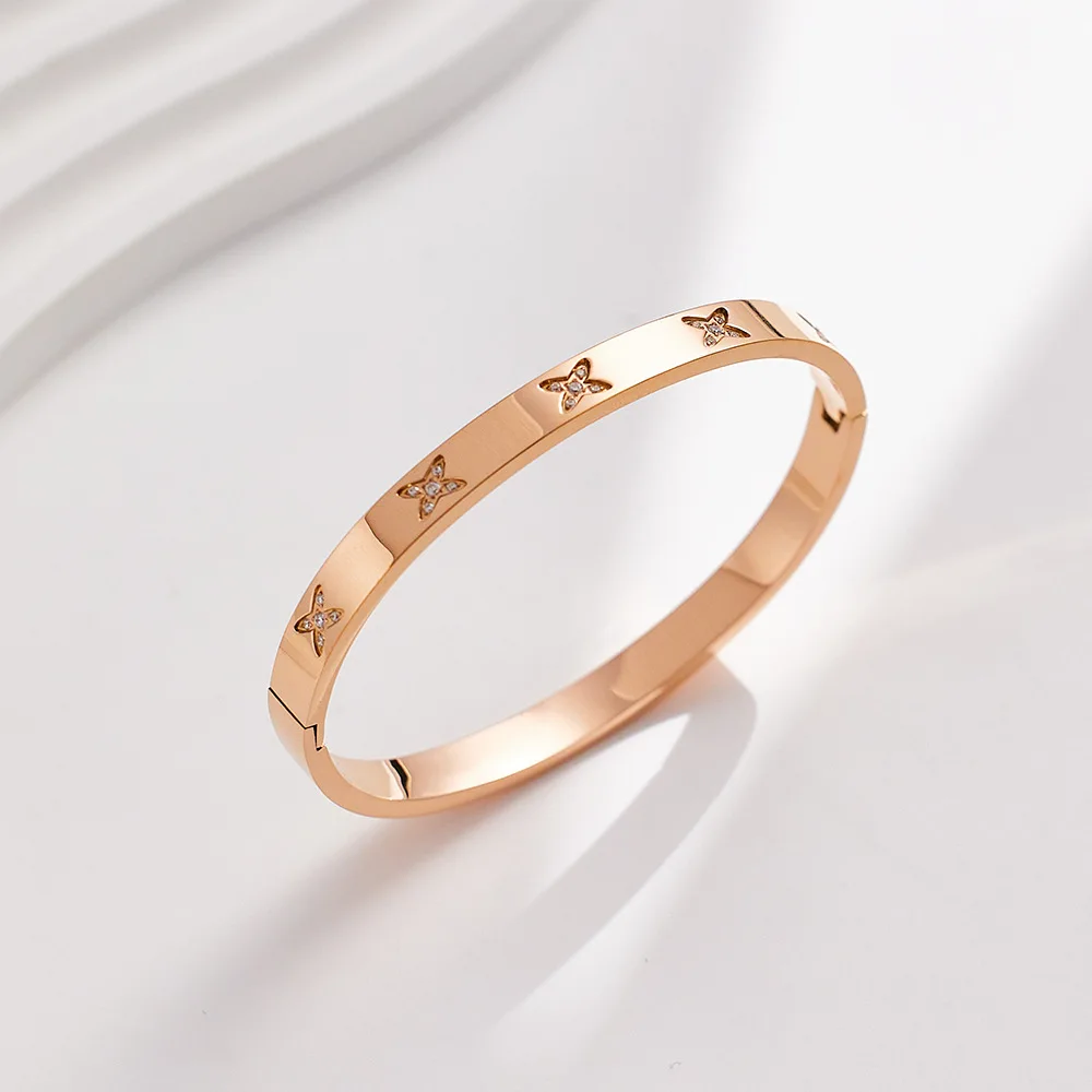 Fashion Beautiful X Shape Cubic Zirconia Bracelets For Men Personality Lovely Stainless Steel Women Jewelry Christmas Gifts