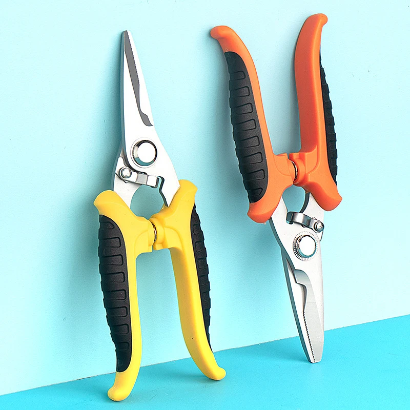 Electrician Scissors SK5 High Carbon Steel Strong Automatic Rebound Non-slip Labor-saving Thin Aluminum Plate Wire Slot Shears