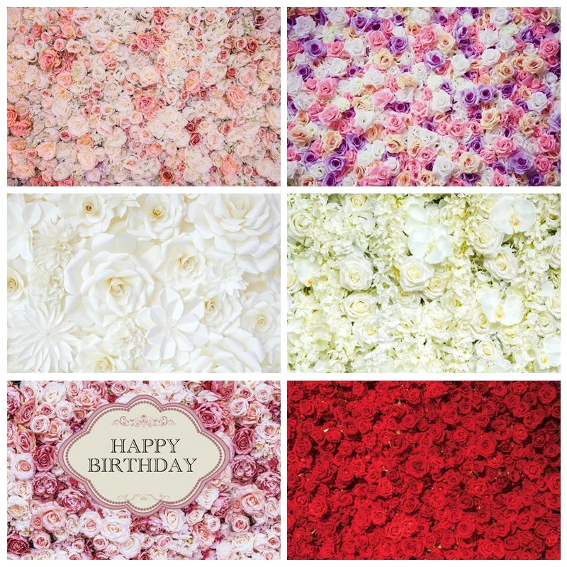 

Pink Flower Flora Wedding Scene Baby Birthday Photography Backdrops Photographic Background Photocall Photo Studio Decoration
