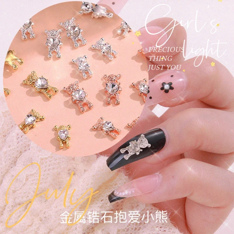 

10pcs Glitter Diamond Bear Series Nail Art Charms Rhinestones Rabbit Zircon Nail Decorations DIY Luxury Kawaii Nail Accessories