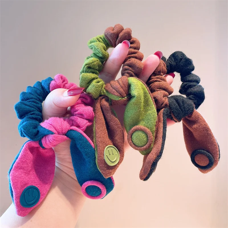 

Wool Knit Cartoon Colorful Elastic Hair Band For Women Hair Tie Hair Accessories Rubber Band For Hair Scrunchies