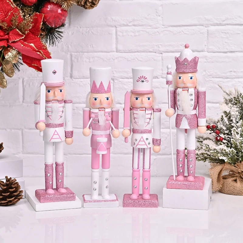 

12in Wooden Nutcracker Soldier King Figures Christmas Decor for Indoor Tabletop Desktop Holiday Home Farmhouse Ornaments