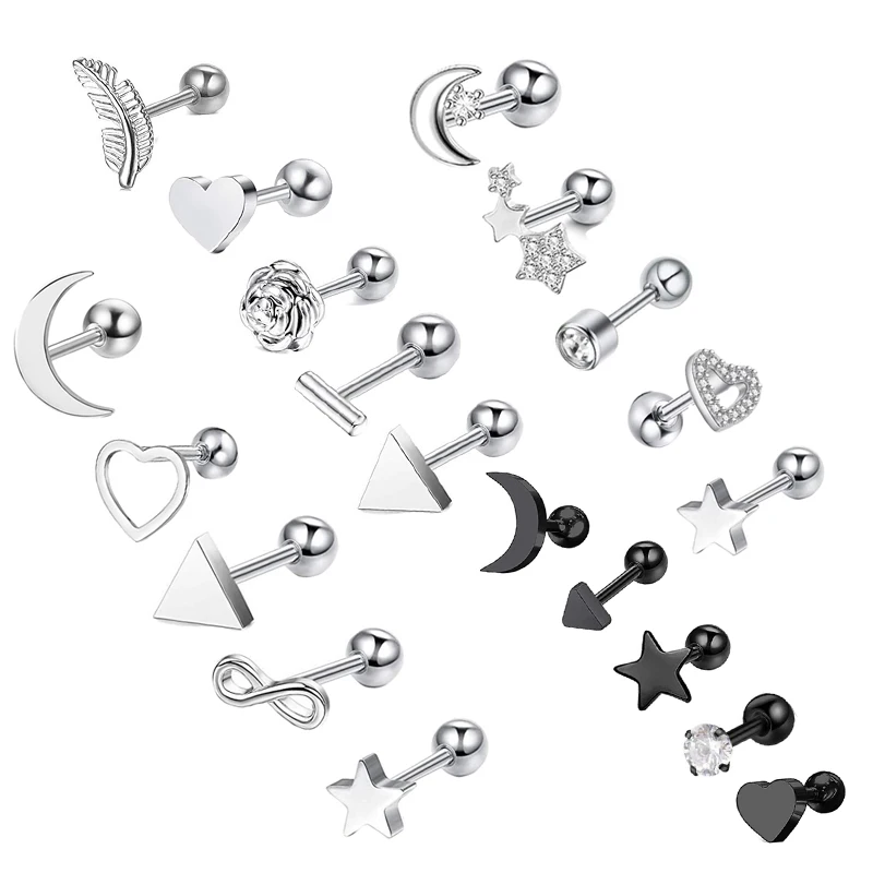 

5 шт., серьги-гвоздики из нержавеющей стали