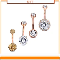 4pcs zircon belly ring rhinestones navel stud inlaid crystal belly navel jewelry stainless steel belly button ring belly jewelry