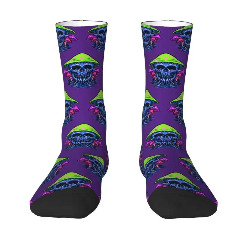 

Funny Mens Trippy Skull Magic King Shroom Dress Socks Unisex Warm Comfortable 3D Printing Psytrance Mushroom Crew Socks