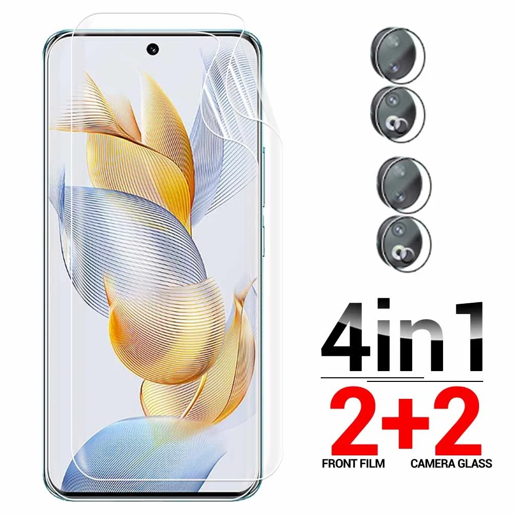 

4in1 Camera Glass Hydrogel Film For Honor 90 Screen Protector Xonor Honar 90 Honor90 6.7inch Soft Phone Protection Film REA-AN00
