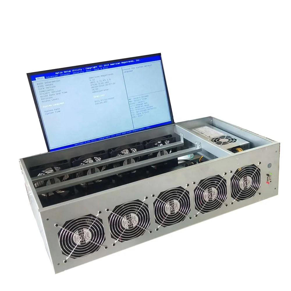

NEW 12 Video Card GPUs LTC ZEC ETH Mining Machine RX5700 RX5800 12gpu Bitcoin Miner Chip Antminer 7nm Clock Metal Status Power