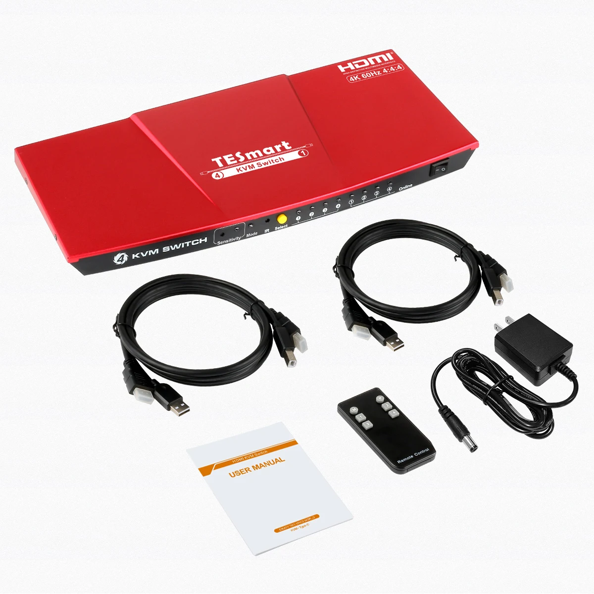 

4 port HDMI KVM Switch with usb Type C port 4K 4 Input 1 Output video switcher