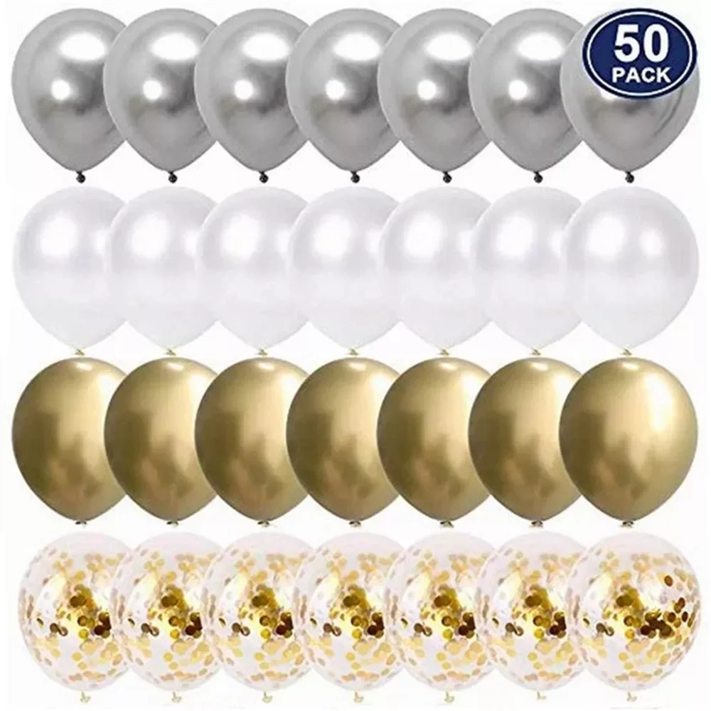 

New 50pcs 12 inch Metallic Gold White Pearl Balloons Baby Shower Wedding Birthday Party Navy Blue Gold Confetti Ballon Decor Kid