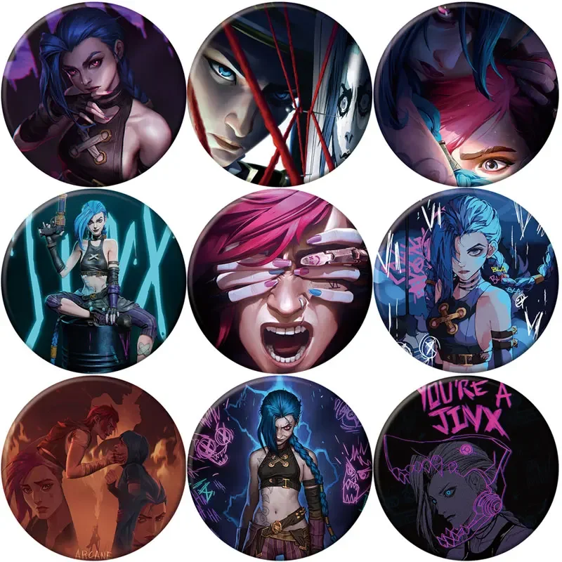 58 мм Брошь в стиле аниме Arcane Season 2 булавка для косплея фигурка Vi Jinx Caitlyn League of Legends