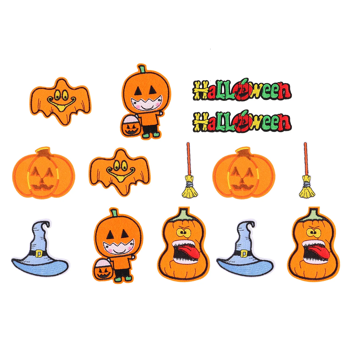 

Pumpkiniron Patchsew Embroidered Applique Decals Sticker Ghost Wizard Hat Broom Embroidery