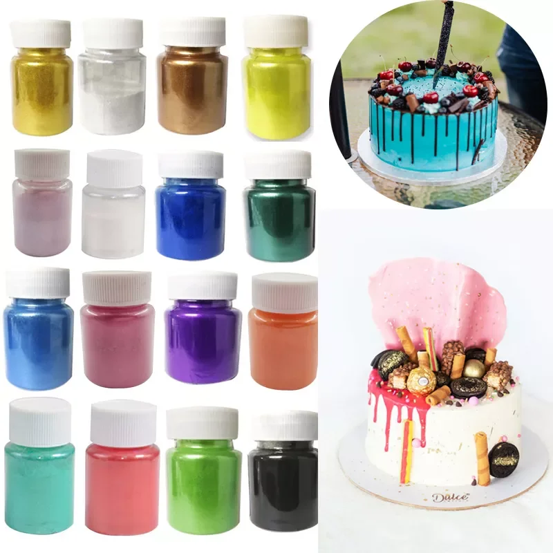 

15g Edible Gold Powder Glitter Powder Silver Pearl Powder Baking Color Dust Mousse Cake Fondant Macaron Chocolate Decoration
