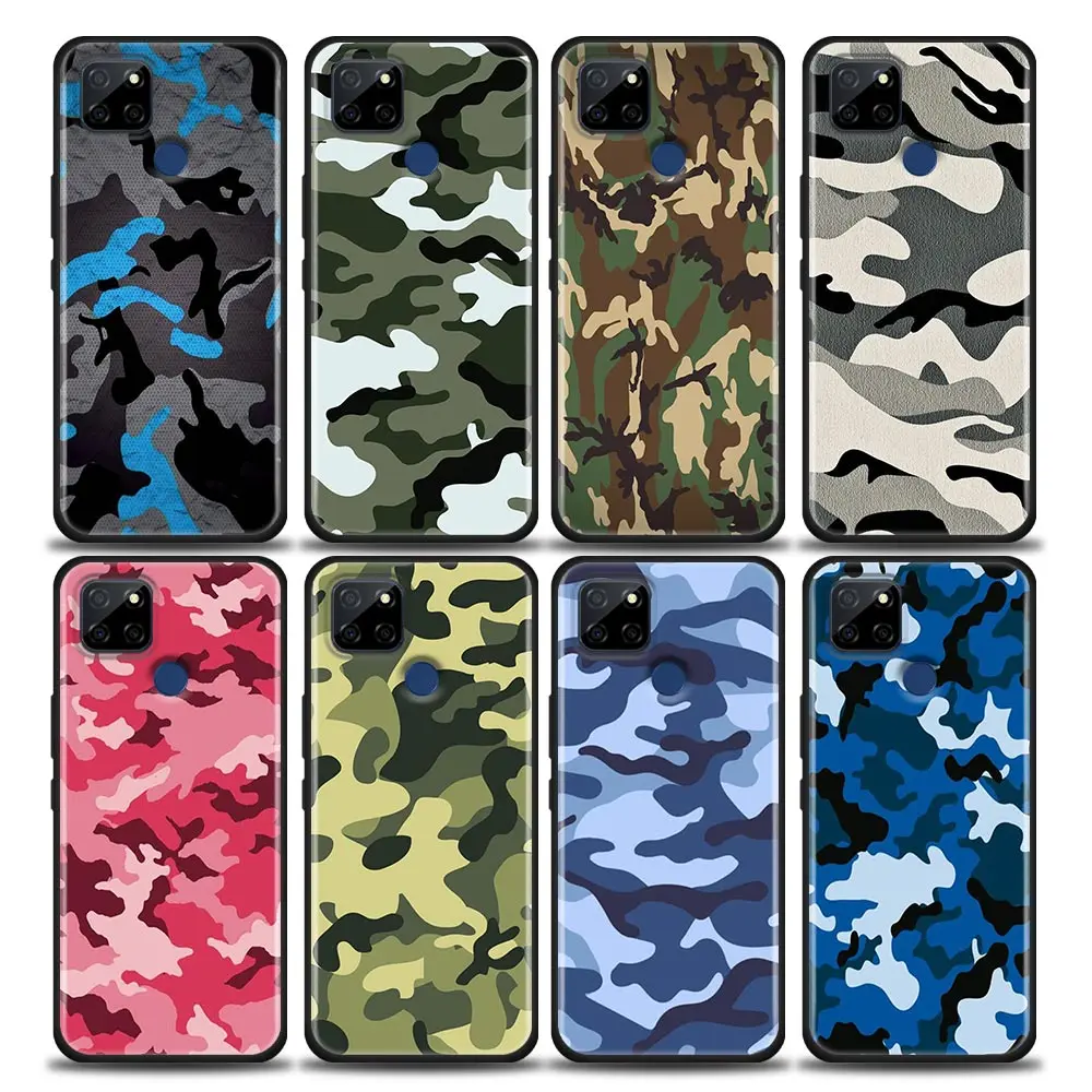

Phone Case for Realme Q2 C20 C21 V15 8 C25 GT Neo V13 5G X7 Pro Ultra C21Y Case Cover Camouflage Pattern Camo Military Army