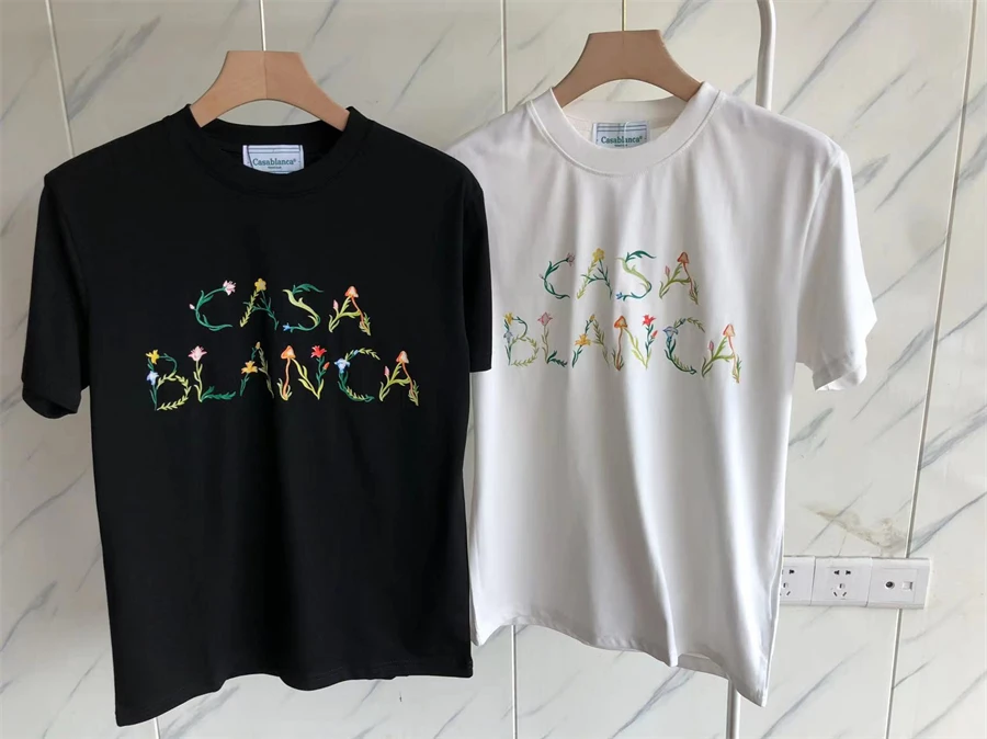 

Floral Letter Casablanca Logo Print T-Shirts Men Women Top Tees T Shirt