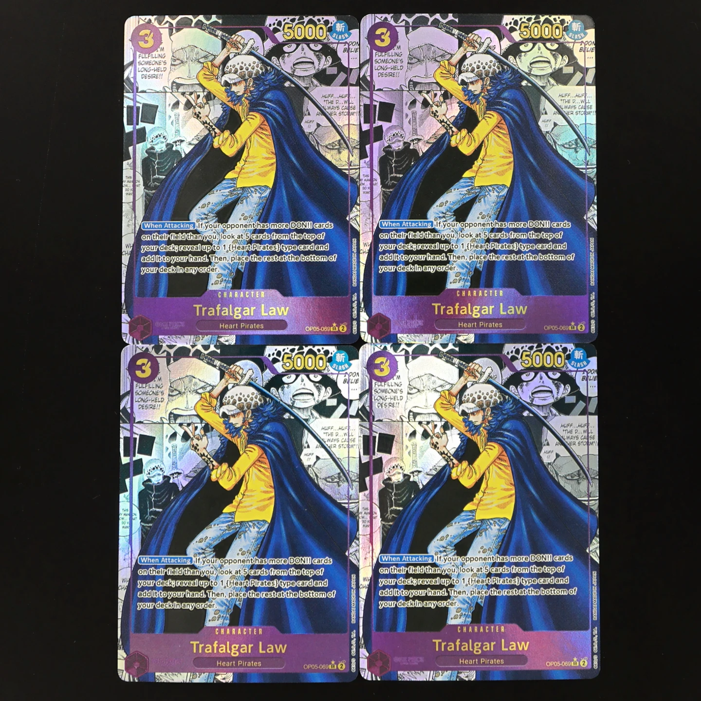 Фото Карта One Piece TCG OPCG на английском языке: Лоу (Law) из манги, OP05-069, Лоу 3, фиолетовая, текстурированная, фольгированная. №1